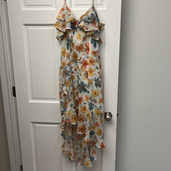 Anthropologie Sleeveless Asymmetric Ruffled Midi Dress Size Large - Picture 5 of 6